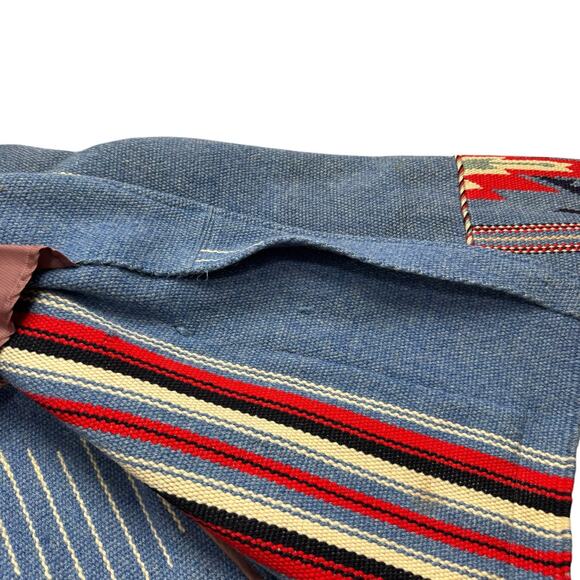 Vintage 1940s Chimayo Blanket Ganscraft Jacket Coat Wool Southwest Native Blue - Picture 11 of 16
